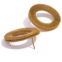 Boucles d'oreilles clous grandes et rondes en acier inoxydable plaqué or Gaovo, maille ajourée, bijoux fantaisie géométriques tendance pour femme, usage quotidien