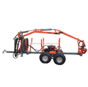 CE approved forestry machine 1.5 ton quad bike log trailer with crane