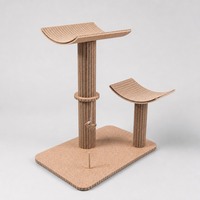 Árbol para Gatos Pequeño de Corcho, Diseño de Doble Poste en Forma de Media Luna con Postes Rascadores Corrugados, 405 x 610 x 690 mm, para Gatos de Interior