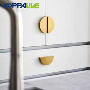 Tiradores de Gabinete Lineales de Latón Sólido Martillado, 32mm 64mm 150mm, Dorados, con Diseño de Media Luna para Cajones de Cocina - Product Image 1