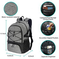 Sac à dos de sport pour football, gym, basketball, équipement de terrain de jeu extérieur, grand sac de sport avec compartiment séparé pour ballon