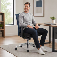 Chaise de bureau ergonomique moderne à dossier mi-haut, pivotante, avec accoudoirs réglables et siège coulissant, pour cadres, personnel, salles de réunion et mobilier de bureau