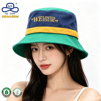 Sombrero de Pescador de Tela de Rizo con Bloques de Color, Fabricación Profesional OEM ODM, con Impresión de Letras Personalizadas para Uso Casual y Urbano