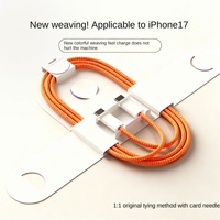 Nouveau Nylon Tressé Orange 3FT 60W PD Type C à Type C Port USB Câble de Données de Charge Rapide Universel pour iPhone 17 14 15 16 Pro Max