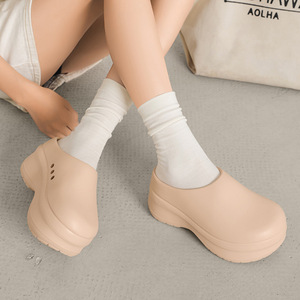 Women's Platform <b>Clogs</b> Off White Thick Sole Non Slip Breathable Closed Toe EVA Slip On Casual Shoes - Product Image 4