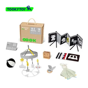Caja educativa de juguetes para bebés, edredón de tarjetas cognitivas en blanco y negro Montessori para bebés de 0 a 2 meses