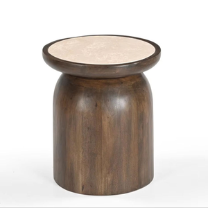 Table d'appoint élégante en bois massif sculpté à la main, table de chevet élégante pour salon, chambre à coucher, décoration intérieure, avec finition naturelle durable - Product Image 5