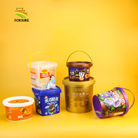 Boîte à biscuits carrée IML de qualité alimentaire 1,2 L/40oz Boîte à biscuits en plastique Seau à crème glacée carré IML