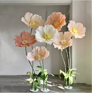 Flores Artificiales de Amapola de Seda Gigantes Blancas para Bodas al por Mayor, Exhibición Floral Moderna para Tiendas de Bodas - Product Image 1