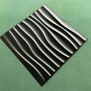 Irini-paneles de pared en 3D de PVC para decoración del hogar, papel tapiz autoadhesivo de color negro con diseño de patrón, fácil de instalar
