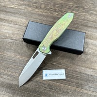 Couteau pliant de survie personnalisé de haute qualité en acier M390 pour hommes, couteau de poche en titane anodisé vert bronze
