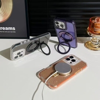 Coque de téléphone magnétique pour iPhone 7/8/16, fabriquée par BAILI Factory, avec clous en forme de flèche, acrylique, 3 en 1, transparente, paillettes colorées, support de fixation