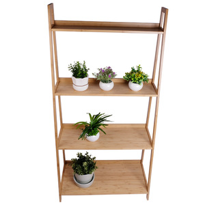 Étagère en bambou à quatre niveaux pour la décoration de balcon intérieur et de salon, idéale pour l'exposition de plantes pothos. - Product Image 3