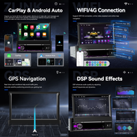 Hikity Single Din 7 ''8 Core 6 + 128G Android Car Audio Ecran Rétractable Stéréo de Voiture Sans Fil CarPlay Android Auto GPS WIFI 4G