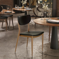 Chaise de salle à manger en métal de qualité commerciale avec cadre en noyer, élégante, style français européen, en cuir PU massif, pour la maison, le bureau, l'hôtel