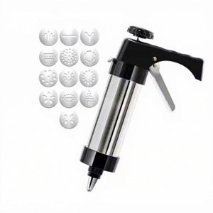 Kit en acier inoxydable avec 13 disques et 8 embouts de décoration, pistolet à biscuits en métal pour la pâtisserie - Product Image 1