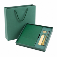 Ensemble Cadeau Exécutif en Cuir PU Texturé Robuste avec Clé USB et Carnet à Rayures Diagonales pour Affaires