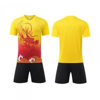 Set Badminton Sublimasi Naga Kustom Jersey Biru Celana Pendek Hitam Cepat Kering Bernapas Seragam Tim Tenis Meja