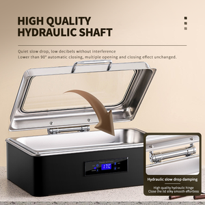 Scaldavivande Elettrico WINNERS con Telecomando, Rettangolare in Acciaio Inox <span class=keywords><strong>Nero</strong></span>, Fornello Idraulico per Buffet con Coperchio in Vetro - Product Image 3