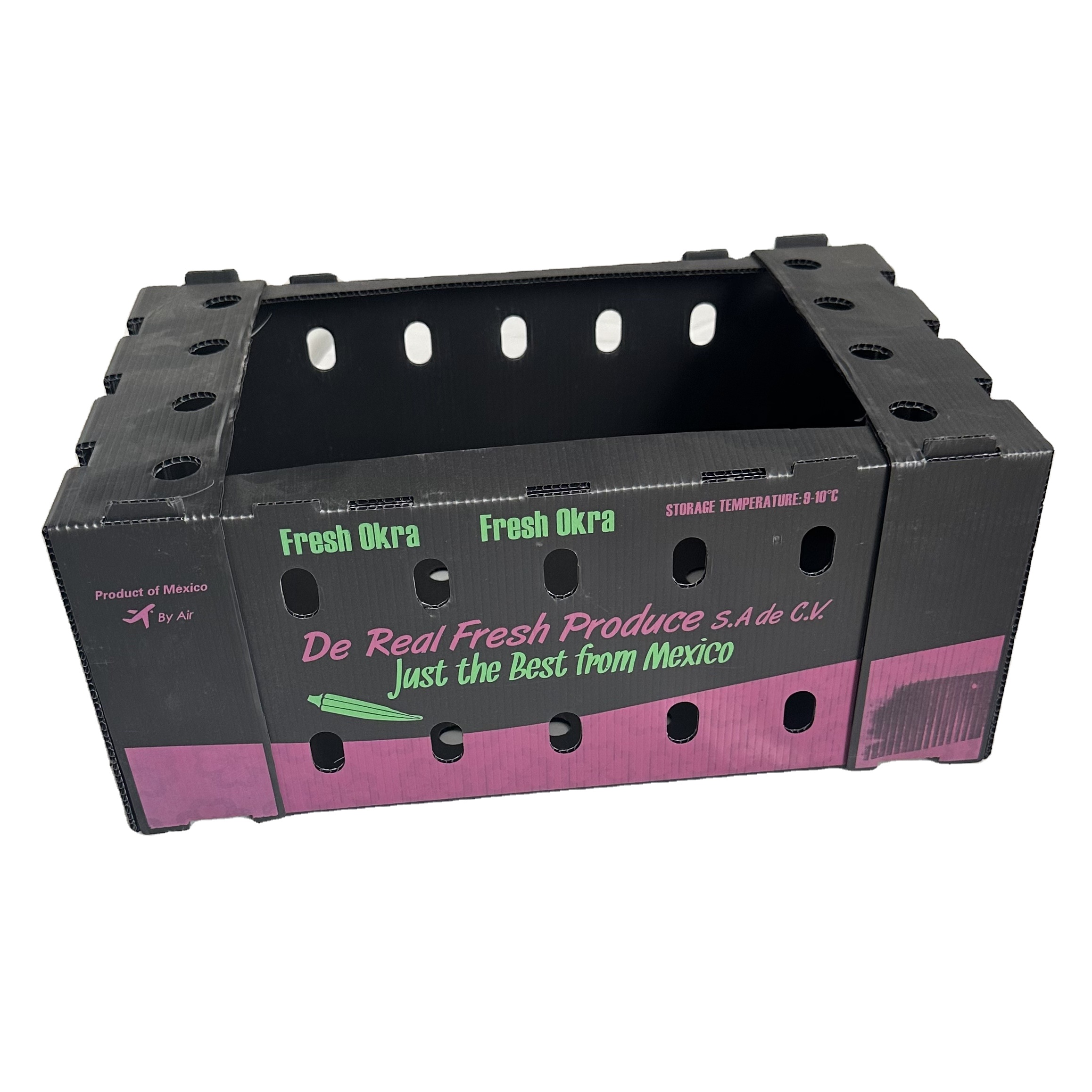 Custom PP Corrugated Plastic Box Fruit Box Vegetable Box Okra Packing Box Recyclable