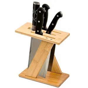 GL Bamboo Knife Block Universal Kitchen Knife Holder Kitchen Household Multi-function Knife Storage and Placement Rack