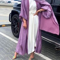 Enyami Ensembles de Couverture Musulmane Abaya Satin Brillant Élégant S-2XL Maxi Soirée Manches Longues Abayah Robes Islamiques Femmes Avec Écharpe Hijab