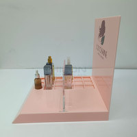 Présentoir de Luxe pour Produits Cosmétiques et Parfums, Unité de Présentation de Comptoir en Acrylique Transparent avec Support pour Affiche