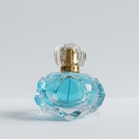 Flacon de parfum en verre transparent personnalisable de luxe avec design en cristal, 50 ml, recyclable, avec pompe pulvérisatrice et boîte
