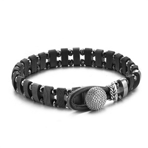 Nueva Joyería de Moda, Brazalete Vintage de Acero Inoxidable y Madera de Palisandro para Hombre - Product Image 1