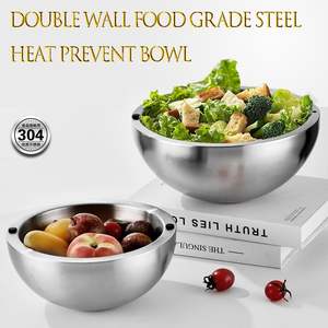 Bol de service <span class=keywords><strong>isotherme</strong></span> en acier inoxydable à double paroi pour glaces et sauces froides, avec entonnoir pour accompagnements et fruits - Product Image 4