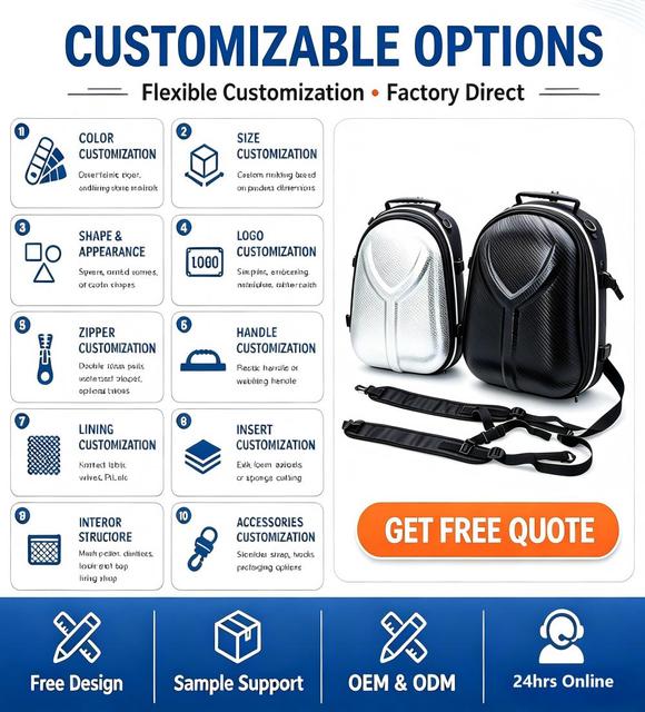 OEM EVA Hard Shell Backpack Custom logo High-reflective Safety Bags for Night Touring Outdoor Sports