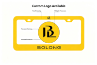 BOLONG PRODUIT TENDANCE Cadre de plaque d'immatriculation de voiture personnalisé en ABS, norme américaine, 12x6 pouces, support de numéro de voiture vierge, logo personnalisé, étanche