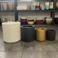 Pot de fleurs droit en couleur unie légère/sablée pour intérieur, balcon, sol – Combinaison de tailles simple (grande, moyenne, petite) pour plantation