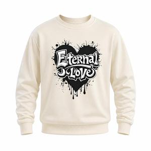 เสื้อสเวตเชิ้ตคอกลมพิมพ์ลายกราฟิกหัวใจรักนิรันดร์สำหรับผู้ชาย ทรงปกติ สวมใส่สบายๆ สำหรับฤดูใบไม้ร่วง ผ้าถักสีงาช้าง - Product Image 1