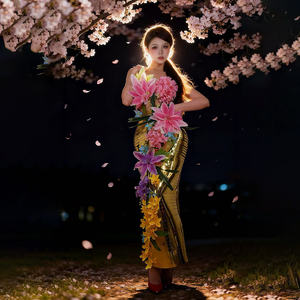 Novance Y5552 Productos <span class=keywords><strong>de</strong></span> Moda, Conjunto <span class=keywords><strong>de</strong></span> Dos Piezas Elegante, Vestidos Florales para Fiesta, Trajes <span class=keywords><strong>de</strong></span> Escenario Dorados sin Tirantes para Cantantes - Product Image 4