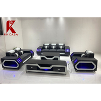 Ensemble de canapés en cuir de qualité supérieure, revêtement en cuir pleine fleur, LED, 3 pièces, salon, 1+2+3, pour la maison, le bureau