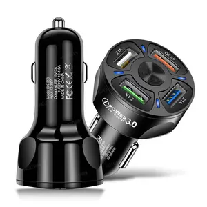 Low price Muti Connector 4 port Car Charger Led light Quick Charge 3.0 Technology Efficient Phone Charging Car charger
