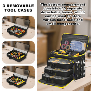 Tool Bag Multi Compartment Adjustable Strap Shoulder Bag Universal Tool Storage Yellow Nylon Zipper Closure - Product Image 3