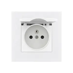 Electrical French Standard Wall Sockets Type C USB Waterproof Outlets White Plastic PC Panel