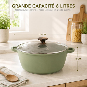 Casserole en céramique antiadhésive de haute qualité, style moderne, compatible induction, pour soupes et ragoûts, en fonte. - Product Image 2