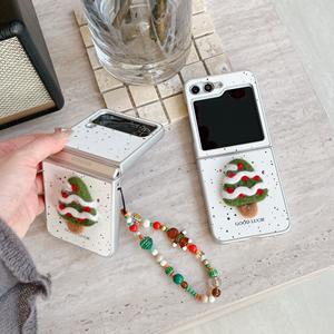 شجرة عيد الميلاد ثلاثية الأبعاد لسامسونج جالاكسي Zflip 6 مع سوار المعصم غطاء جلدي واقي الوجه لـ OPPO شاومي هاواوي - Product Image 3