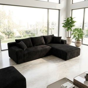 Sillón Reclinable Extra Grande sin Patas, de Felpa y Corduroy, con Asiento Profundo, <span class=keywords><strong>Sofá</strong></span> <span class=keywords><strong>Cama</strong></span> con 3 Almohadas para Apartamento - Product Image 1