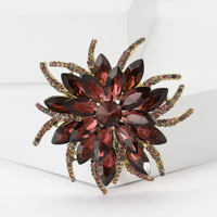 Bros Pin Berlapis Emas dengan Hiasan Berlian Imitasi Bentuk Bunga Matahari, Marquise, dan Bintang Bergaya Barok, Berlapis-lapis, untuk Wanita, Cocok untuk Acara Resepsi