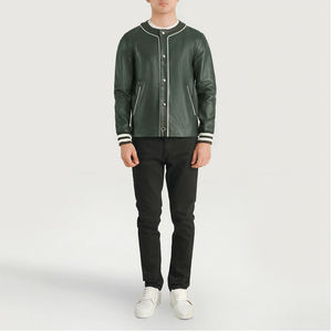 Blouson universitaire homme en cuir uni, personnalisé, avec manches en cuir, style urbain, le plus vendu – Blouson d'hiver homme en cuir, offre spéciale - Product Image 3