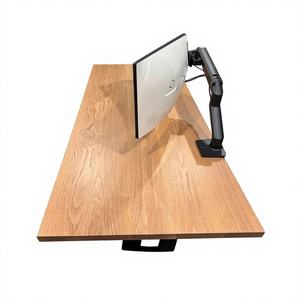 Table de bureau ou de salle à manger en chêne blanc massif de qualité supérieure, finition bois naturel lisse, surface à grain naturel, pieds en métal modernes - Product Image 1