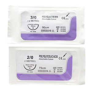 Nhà Máy Trực Tiếp Khử Trùng Điều Trị Hấp Thụ Polyglactin 910 Pgla Phẫu Thuật 40Mm Khâu 3/0 Cắt - Product Image 2