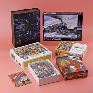 Boîtes d'emballage rigides en carton imprimé coloré avec insert tiroir et pochette en tissu pour le rangement de puzzles et jouets pour enfants, luxe - Product Image 3