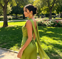 Robe de soirée longue à nœud sur le devant en Spandex/Polyester, style européen, nouvelle collection, haute qualité, sexy, pour femme