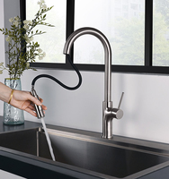 Robinet de cuisine moderne en acier inoxydable 304 avec douchette extractible, cartouche céramique, flexible rotatif à 360 degrés et fixation sur comptoir
