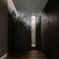 Lustre LED moderne en cristal en forme de goutte d'eau pour restaurant commercial, bar, villa de luxe, projet d'escalier
